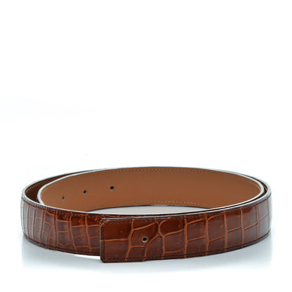 Hermes Shiny Porosus Crocodile 32mm Belt Strap 105 Etrusque 1 of 5