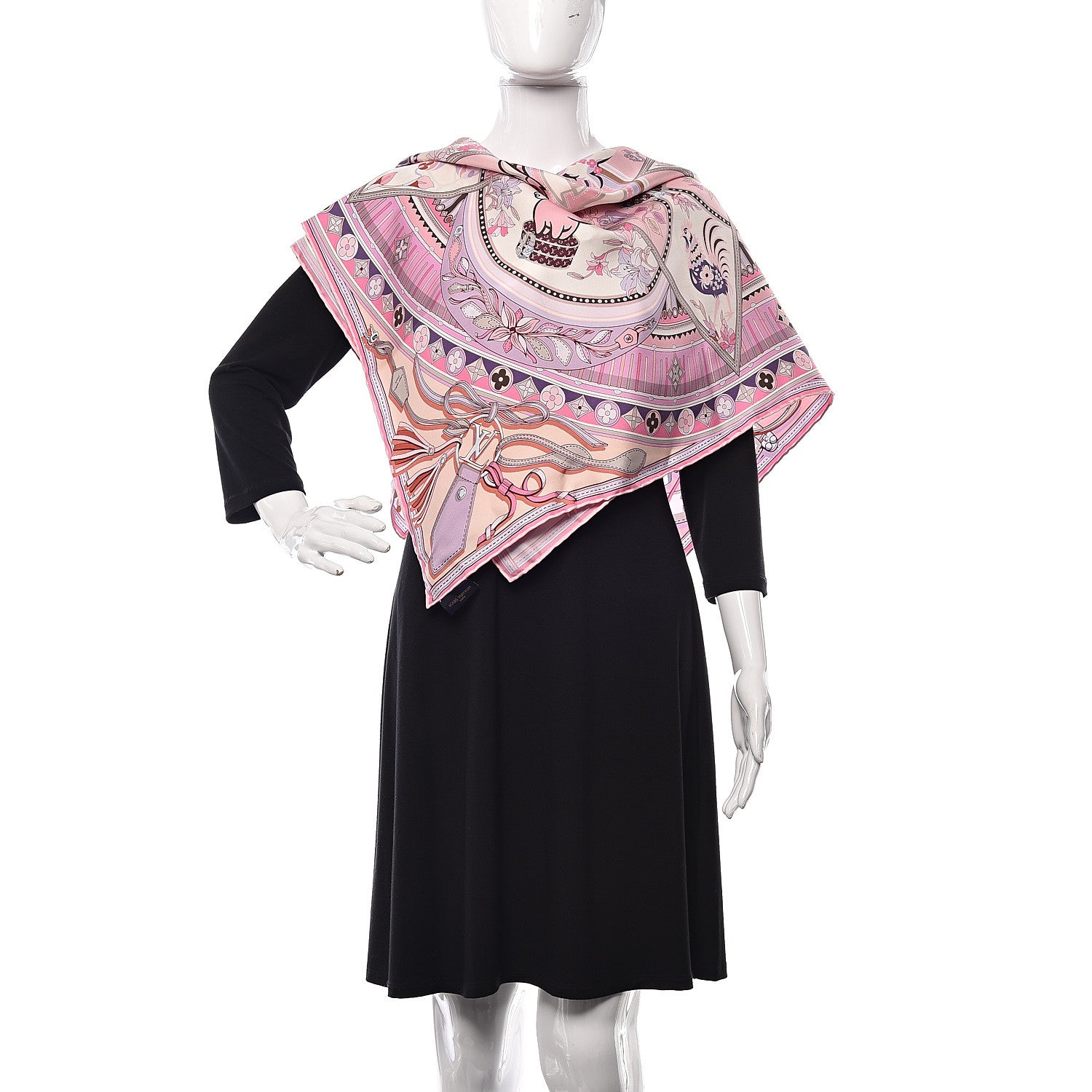 Louis Vuitton Silk Superstition LV Square Scarf Rose Clair 2 of 6