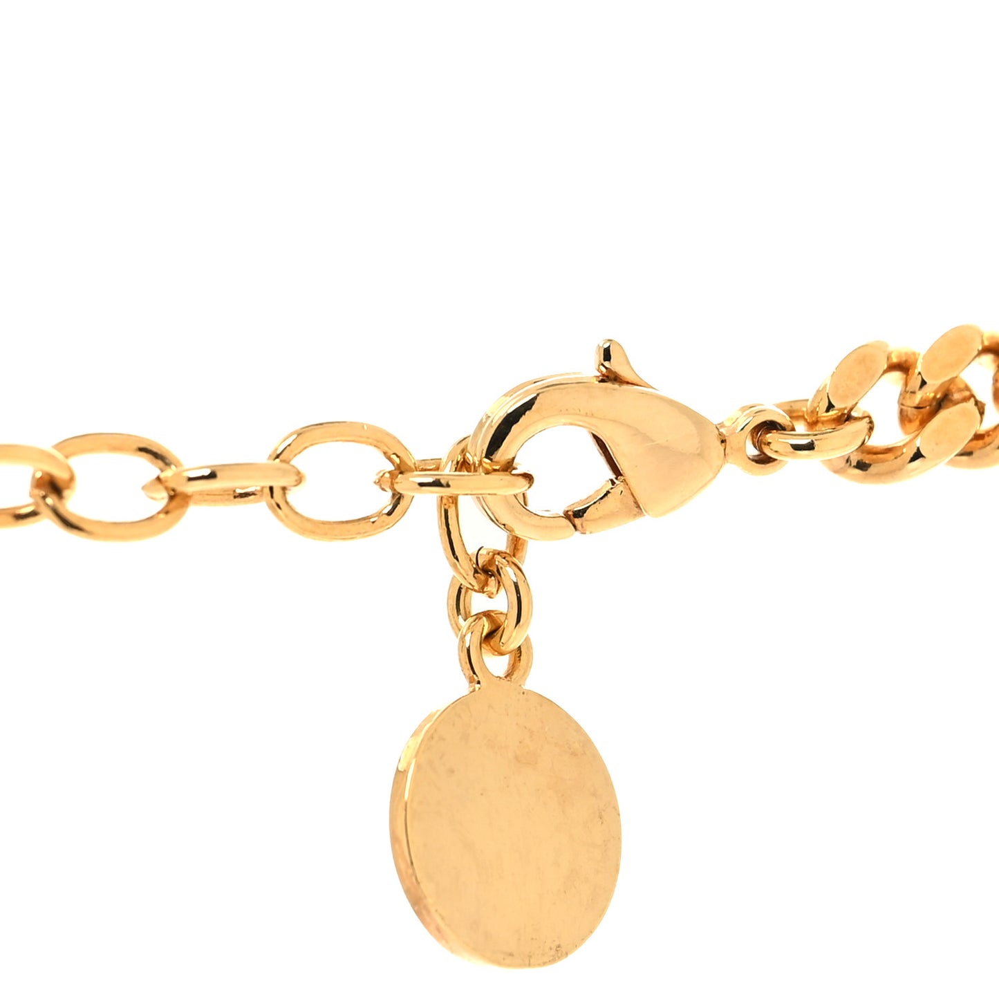 Pearl Crystal Logo Chain Necklace Gold