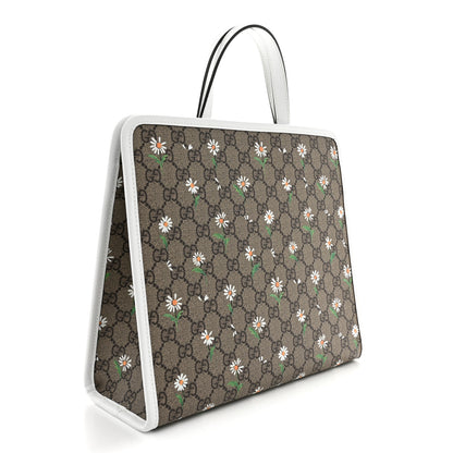 Gucci GG Supreme Monogram Daisies Childrens Tote Beige Ebony Great White 3 of 10