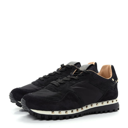 Valentino Garavani Suede Nylon Camouflage Womens Soul Rockstud Sneakers 36.5 Black 3 of 10