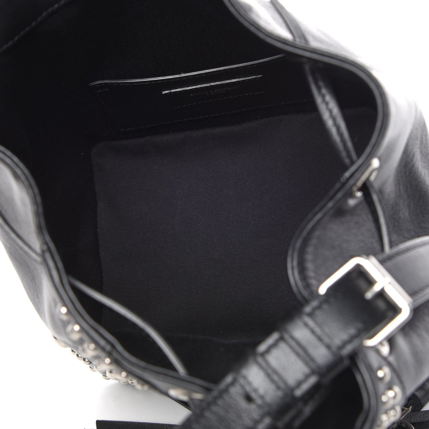 Calfskin Small Y Studs Bucket Bag Black