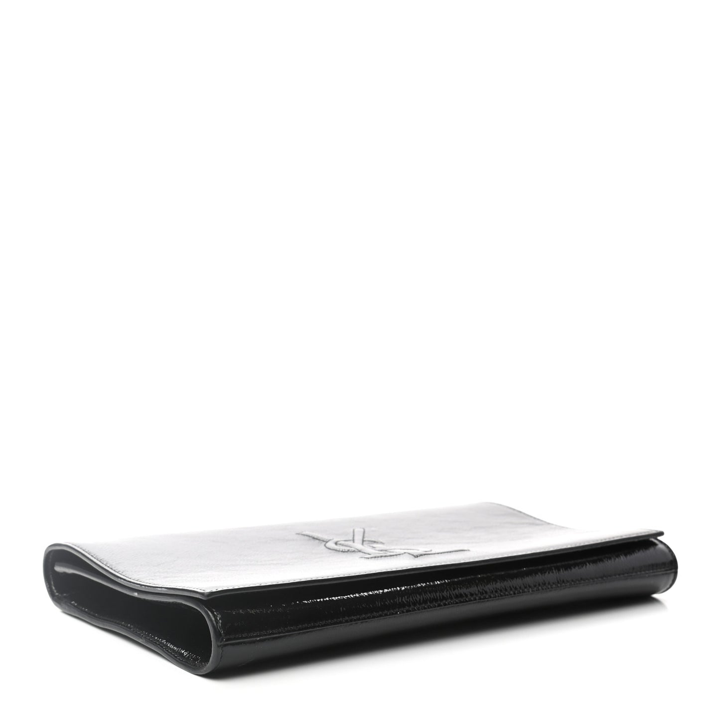 Textured Patent Monogram Large Belle De Jour Clutch Black