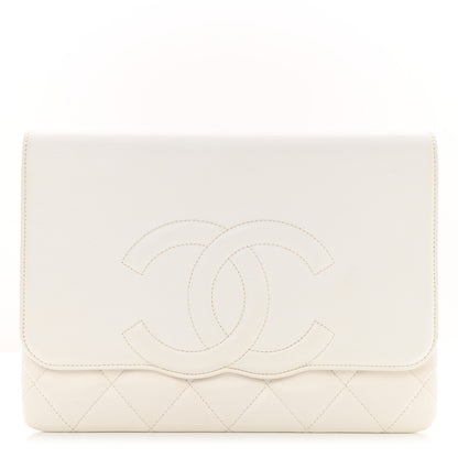 Chanel Goatskin Quilted Timeless CC Clutch White 1 of 8