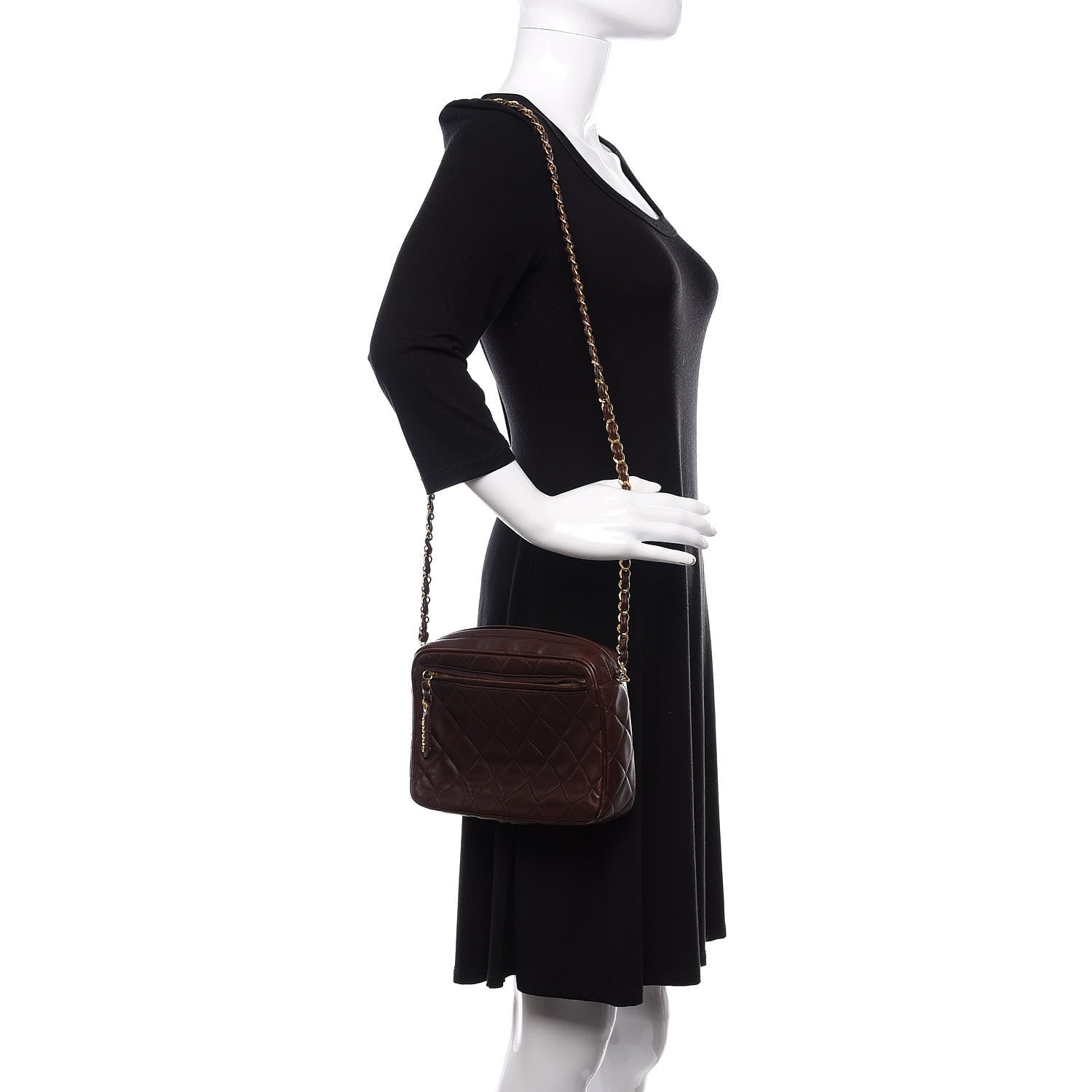 Chanel Lambskin Quilted Camera Case Brown 2 of 11