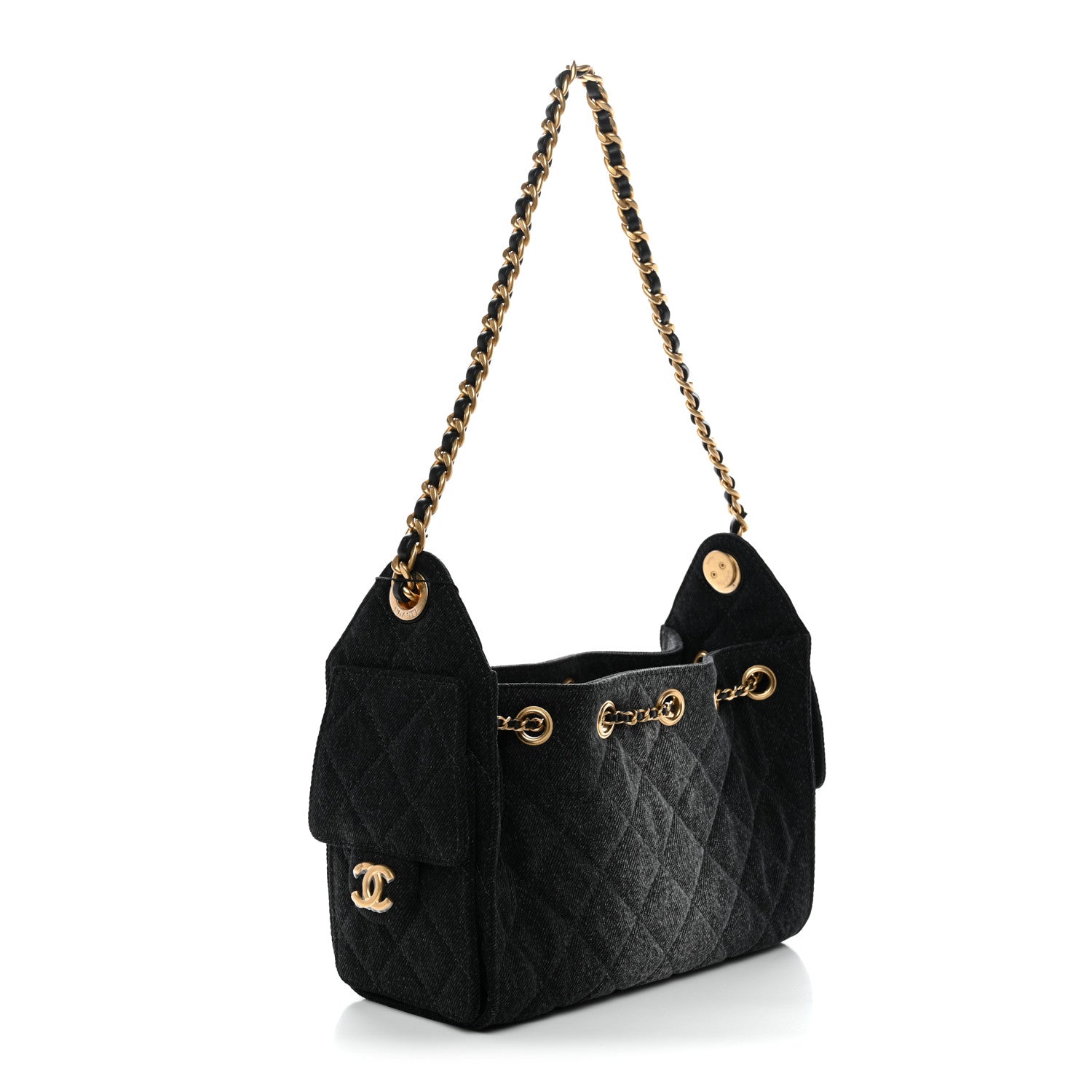Chanel Washed Denim Quilted Mini Chanel 25 Handbag Black 3 of 11