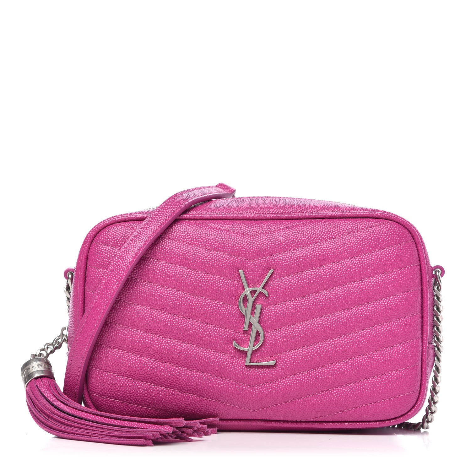 Saint Laurent Grain De Poudre Matelasse Monogram Mini Lou Camera Bag Bright Pink 1 of 10