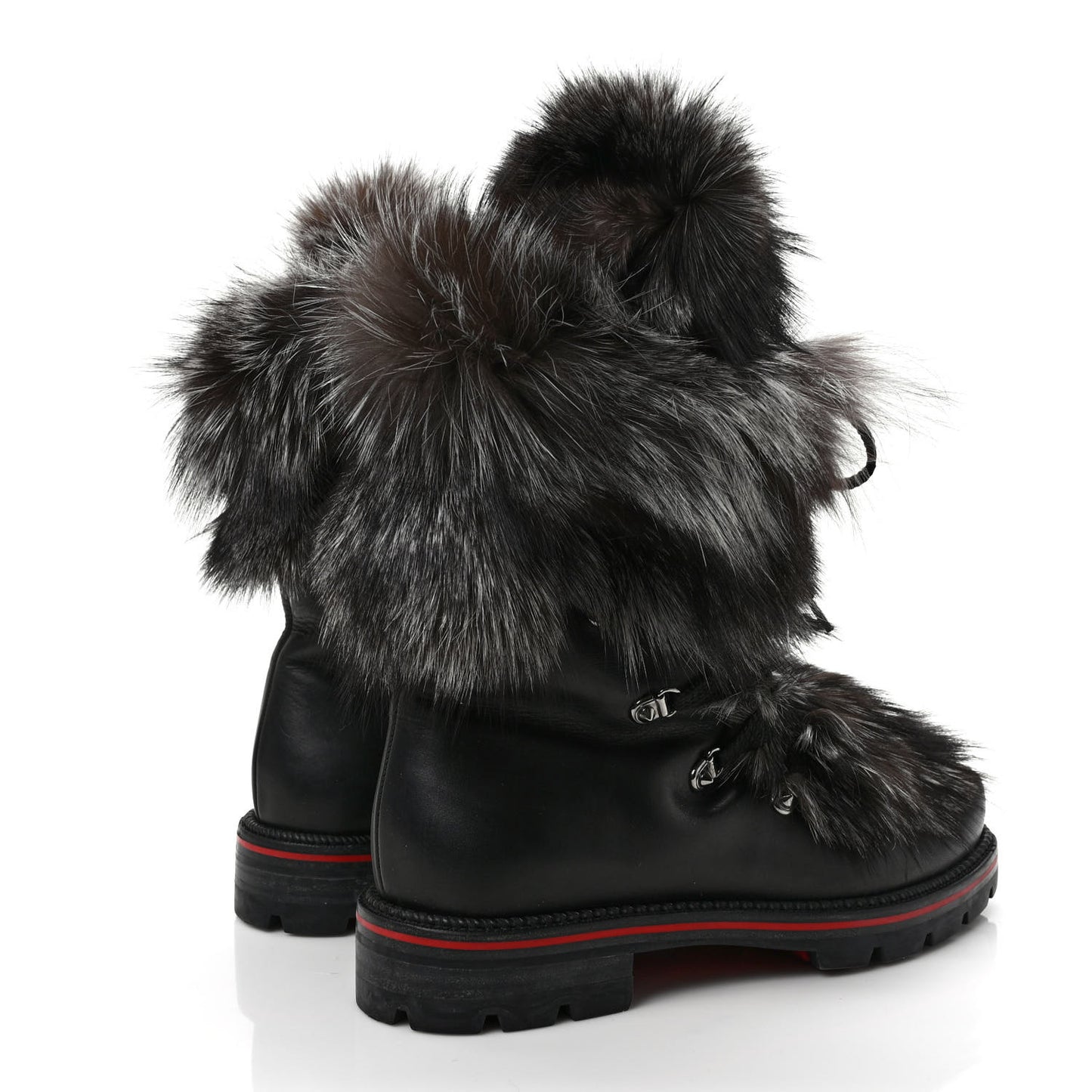 Calfskin Fur Mens Snow Black Flat Hiking Boots 43 Black