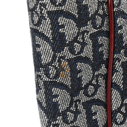 Christian Dior Denim Calfskin Monogram Tote Navy Blue Red 9 of 9