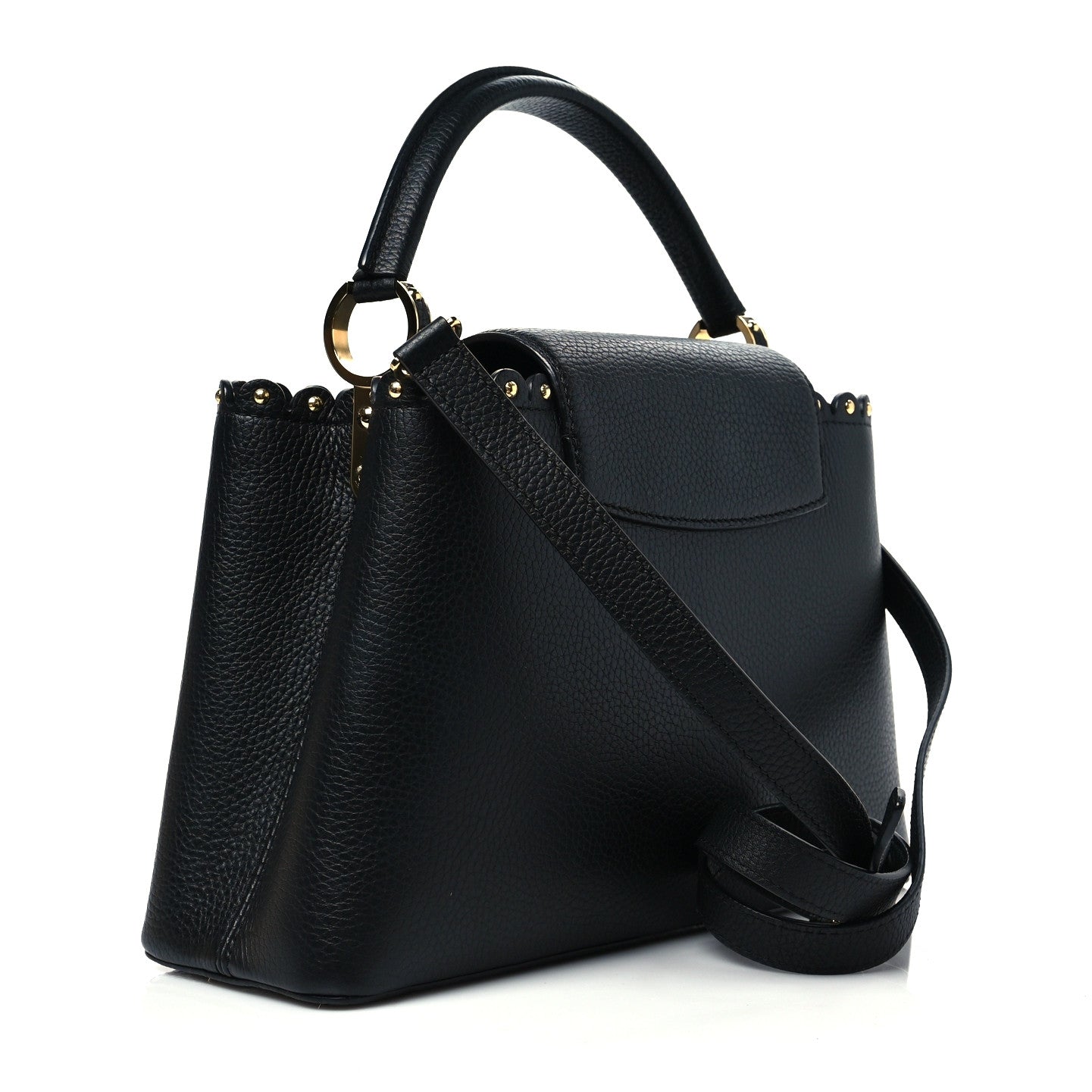 Taurillon Studded Capucines PM Black