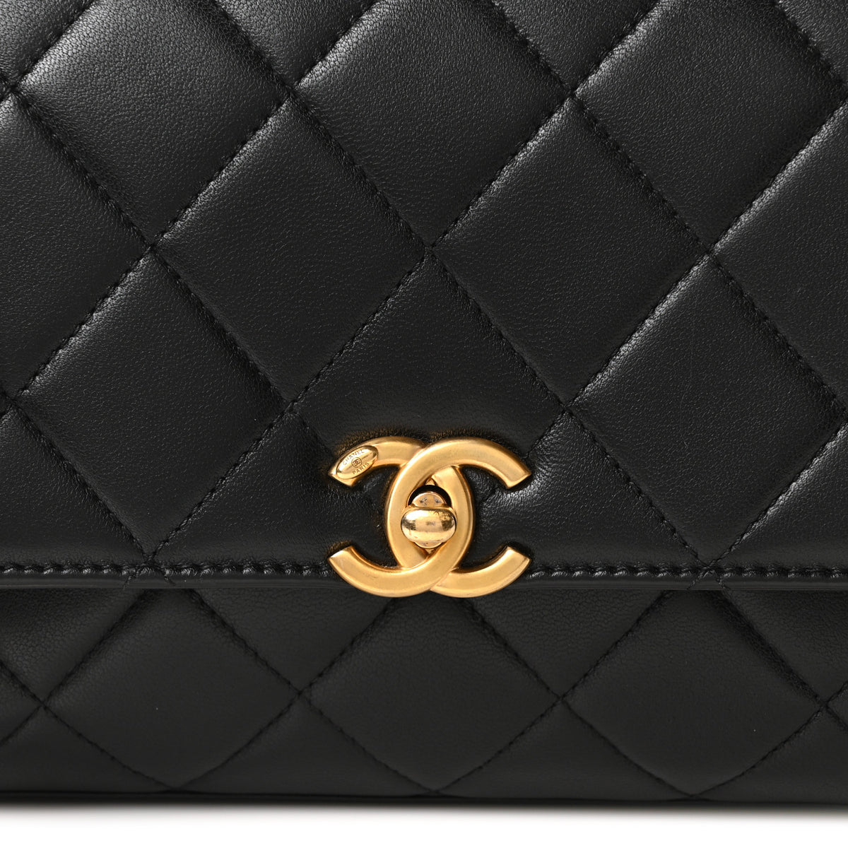 Chanel Lambskin Quilted CC Crystal Logo Chain Flap Black 8 of 10
