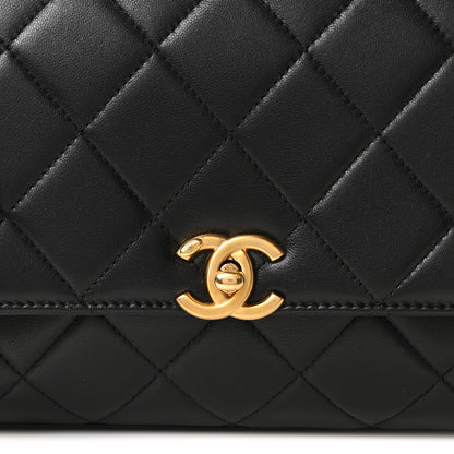 Chanel Lambskin Quilted CC Crystal Logo Chain Flap Black 8 of 10