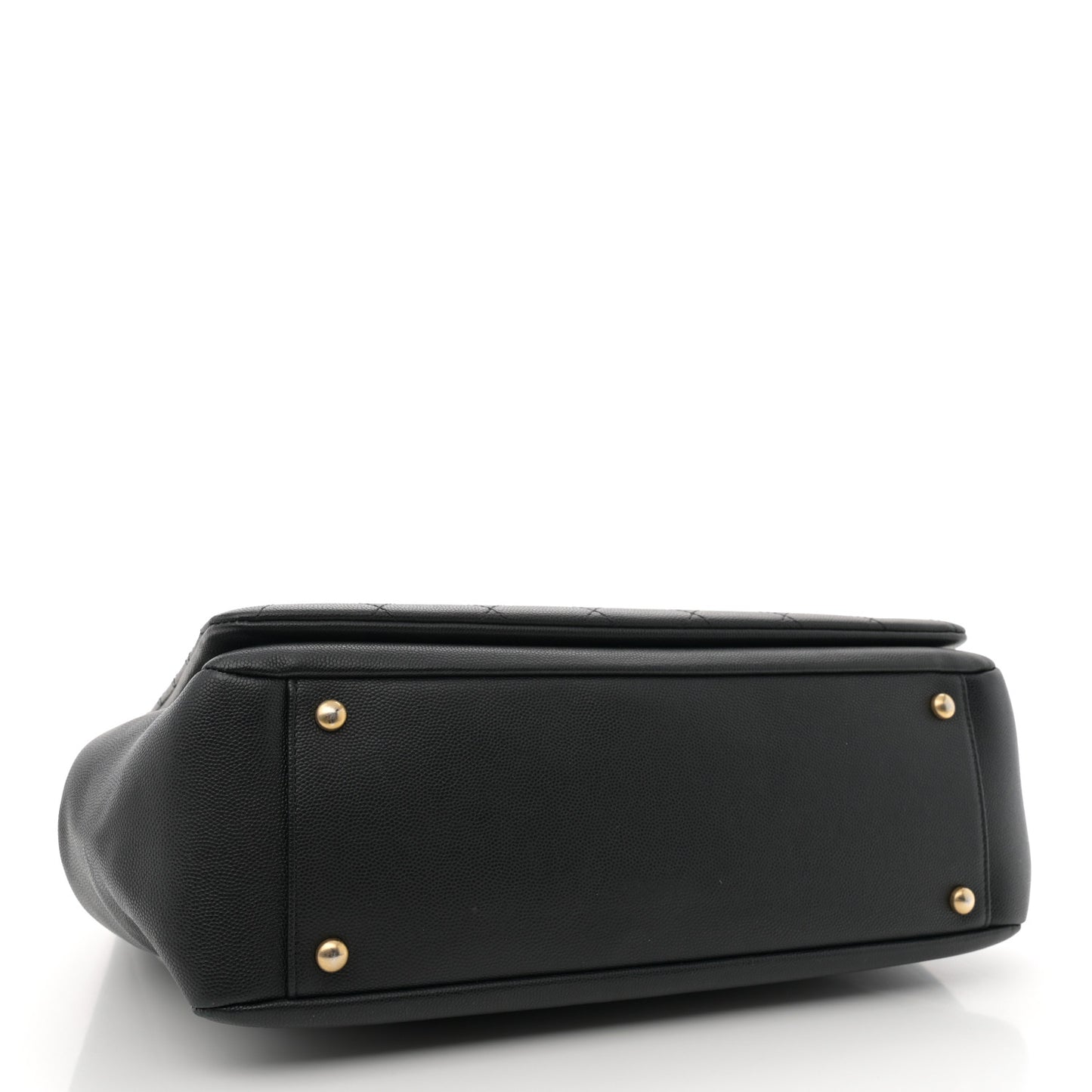 Grained Calfskin Stitched Lady Coco Top Handle Tote Black