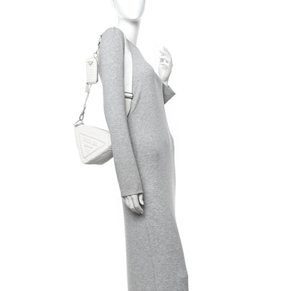 Prada Yarn Raffia Effect Crochet Triangle Shoulder Bag White 2 of 11