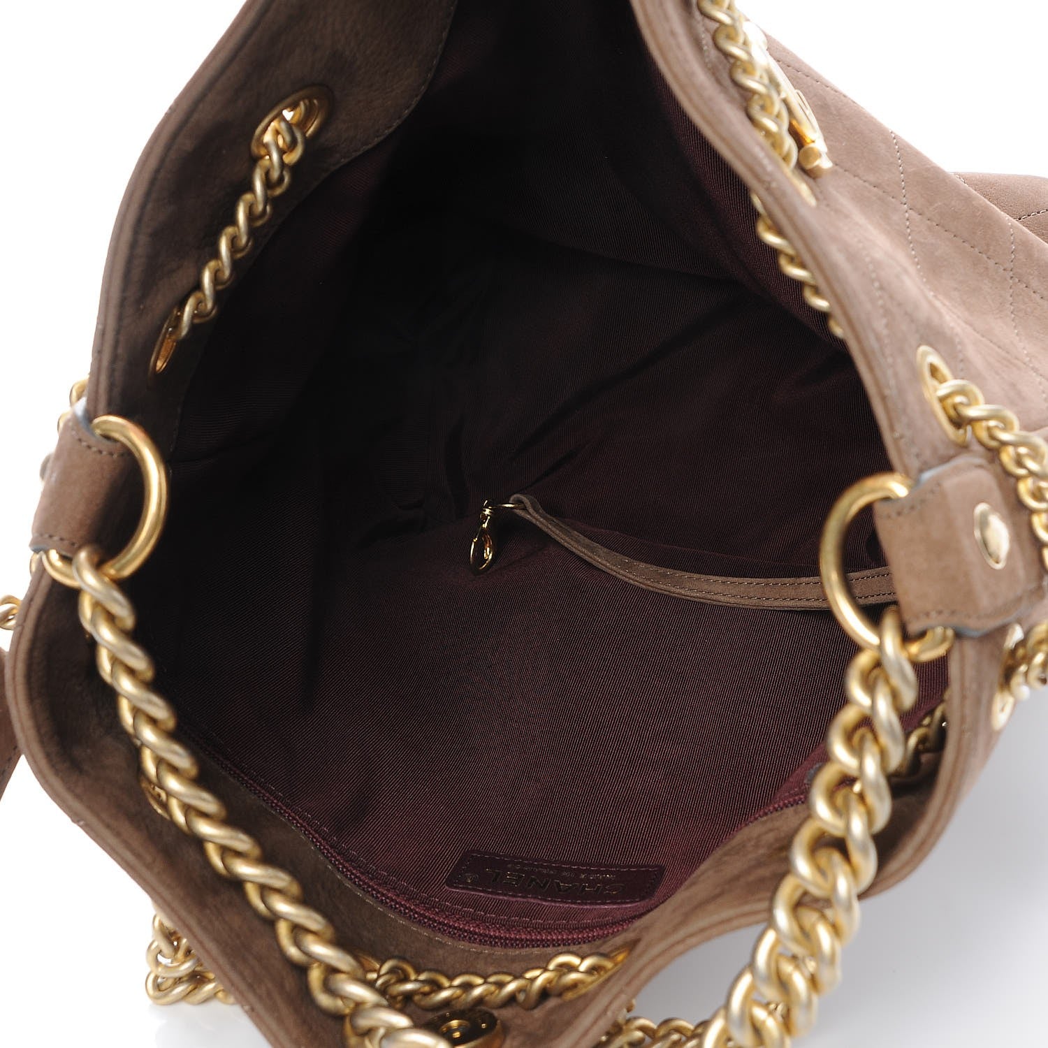 Chanel Suede Calfskin Small On My Shoulder Drawstring Bag Brown 5 of 7