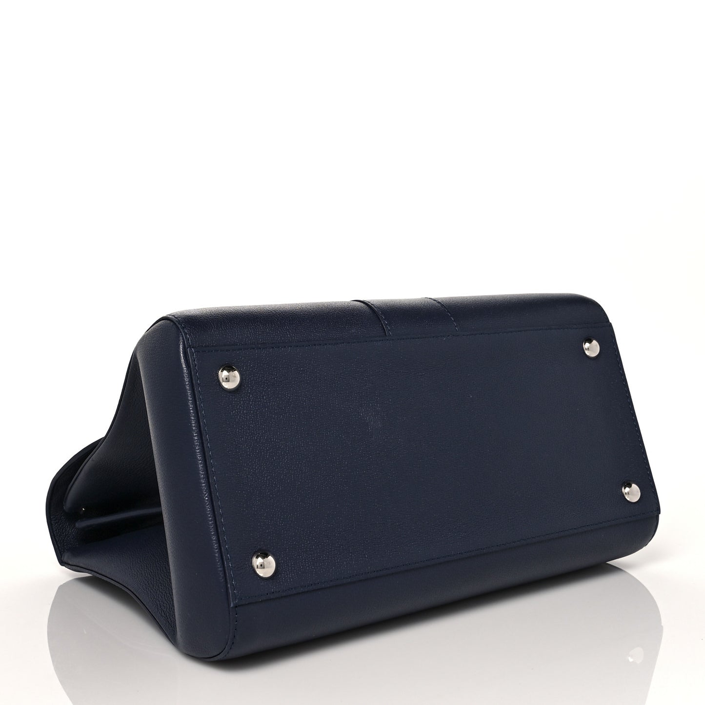 Grained Calfskin MM Brillant Satchel Navy