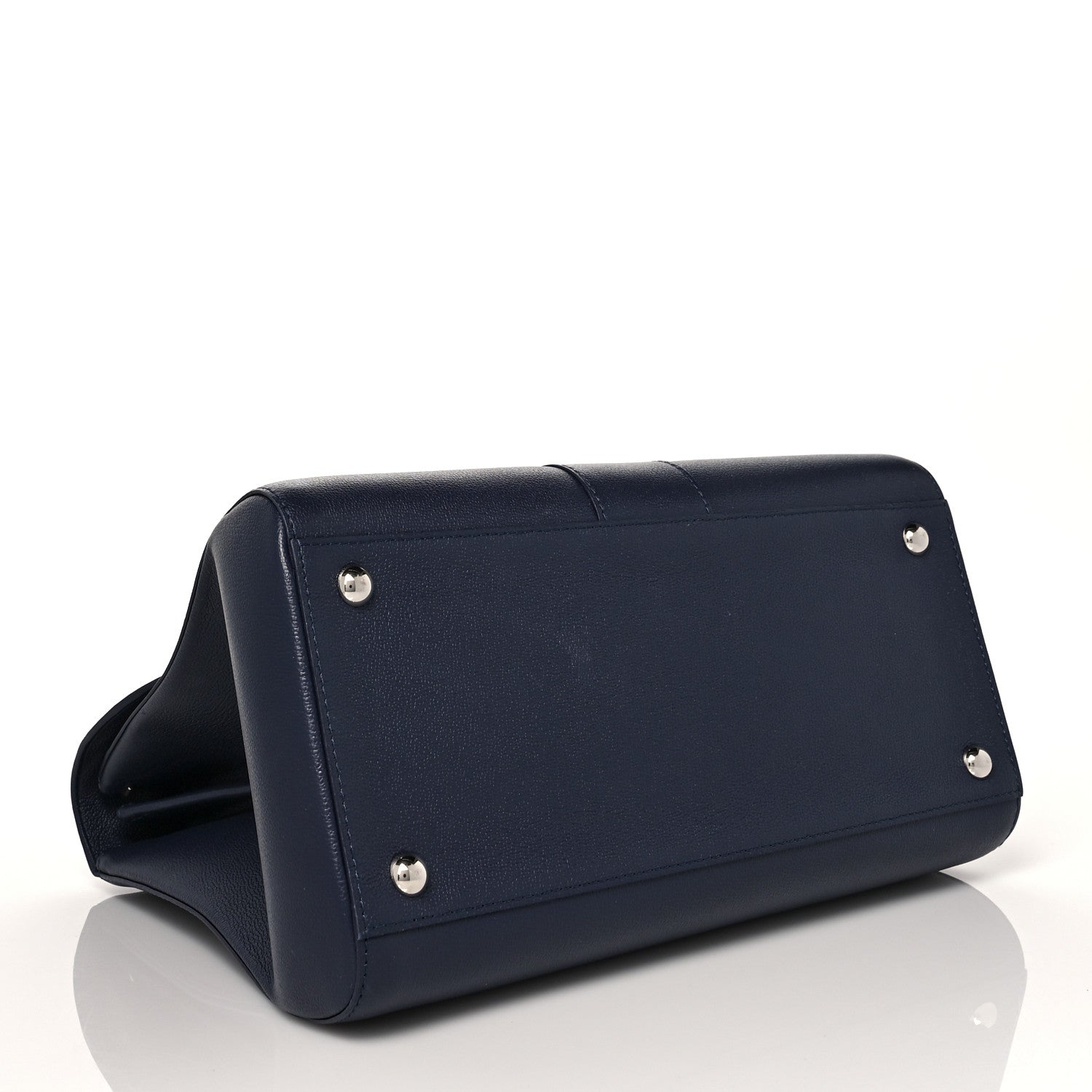 Delvaux Grained Calfskin MM Brillant Satchel Navy 4 of 9
