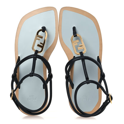 Fendi Nappa O’Lock Flat Thong Sandals 37 Black 2 of 13