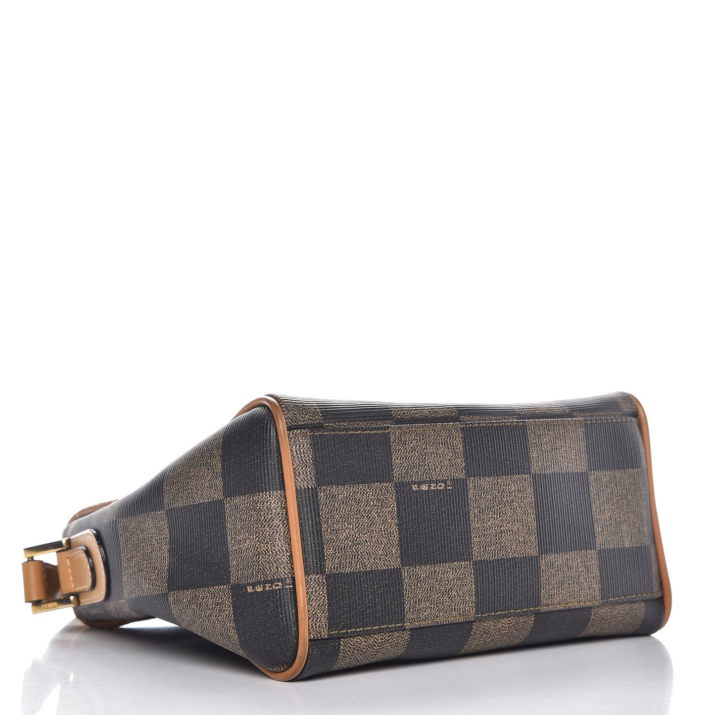 Coated Canvas Checkered Crossbody Bag Tobacco Tan
