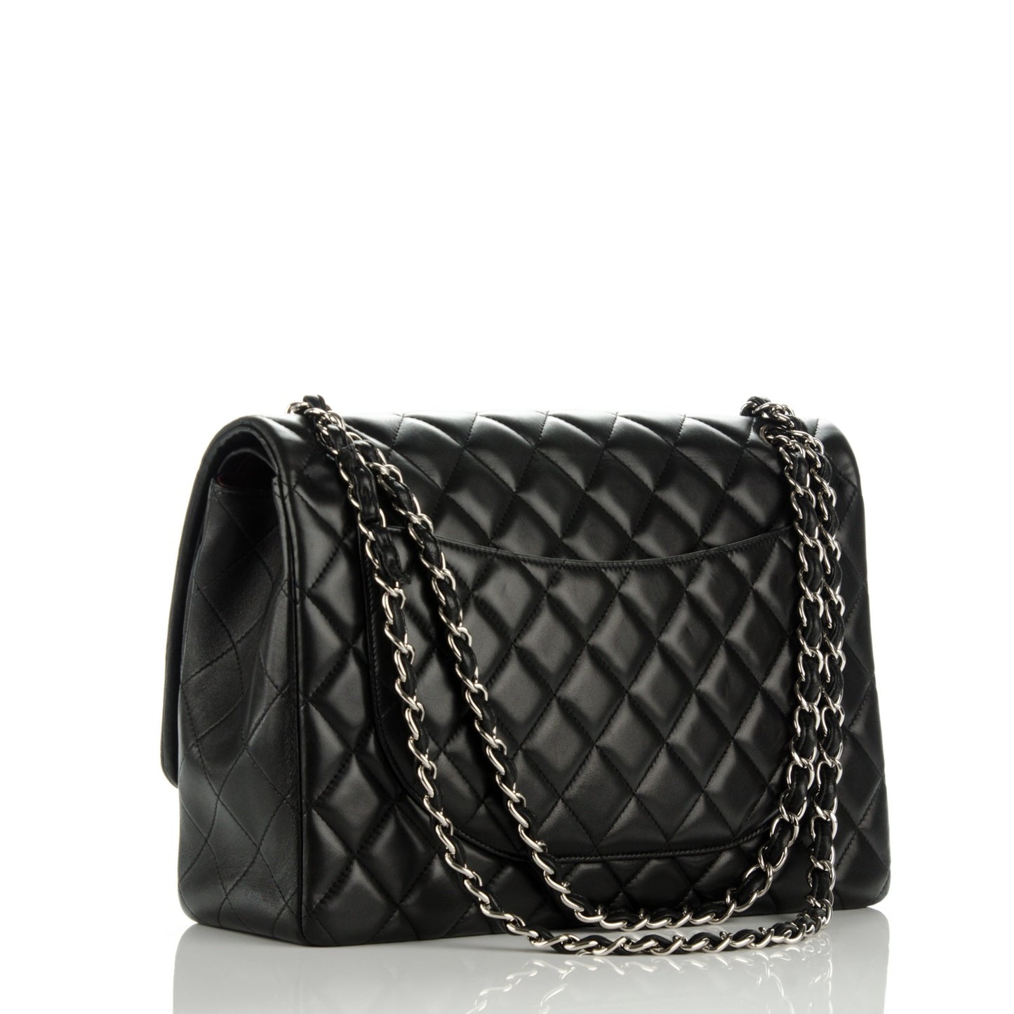 Lambskin Quilted Maxi Double Flap Black