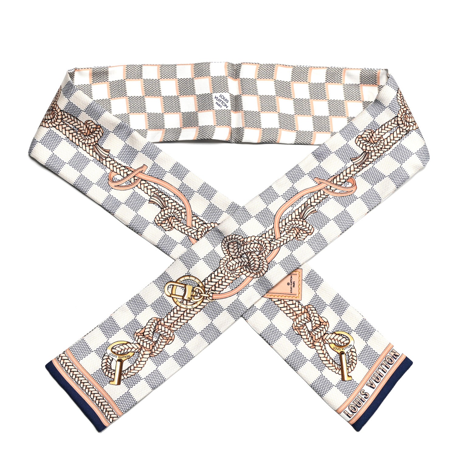 Louis Vuitton Silk Damier Azur Infinity Bandeau Azure Blue 2 of 4
