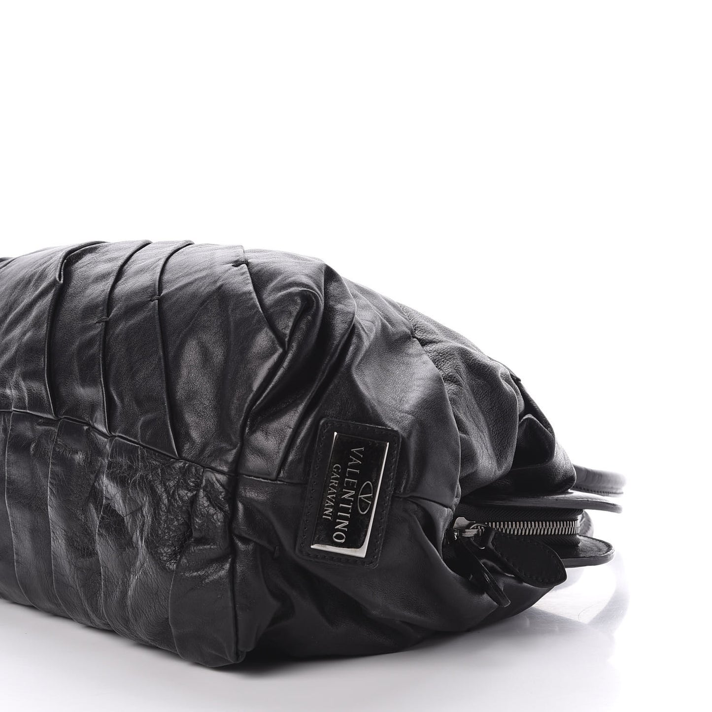 Lambskin Pleated Frame Tote Black