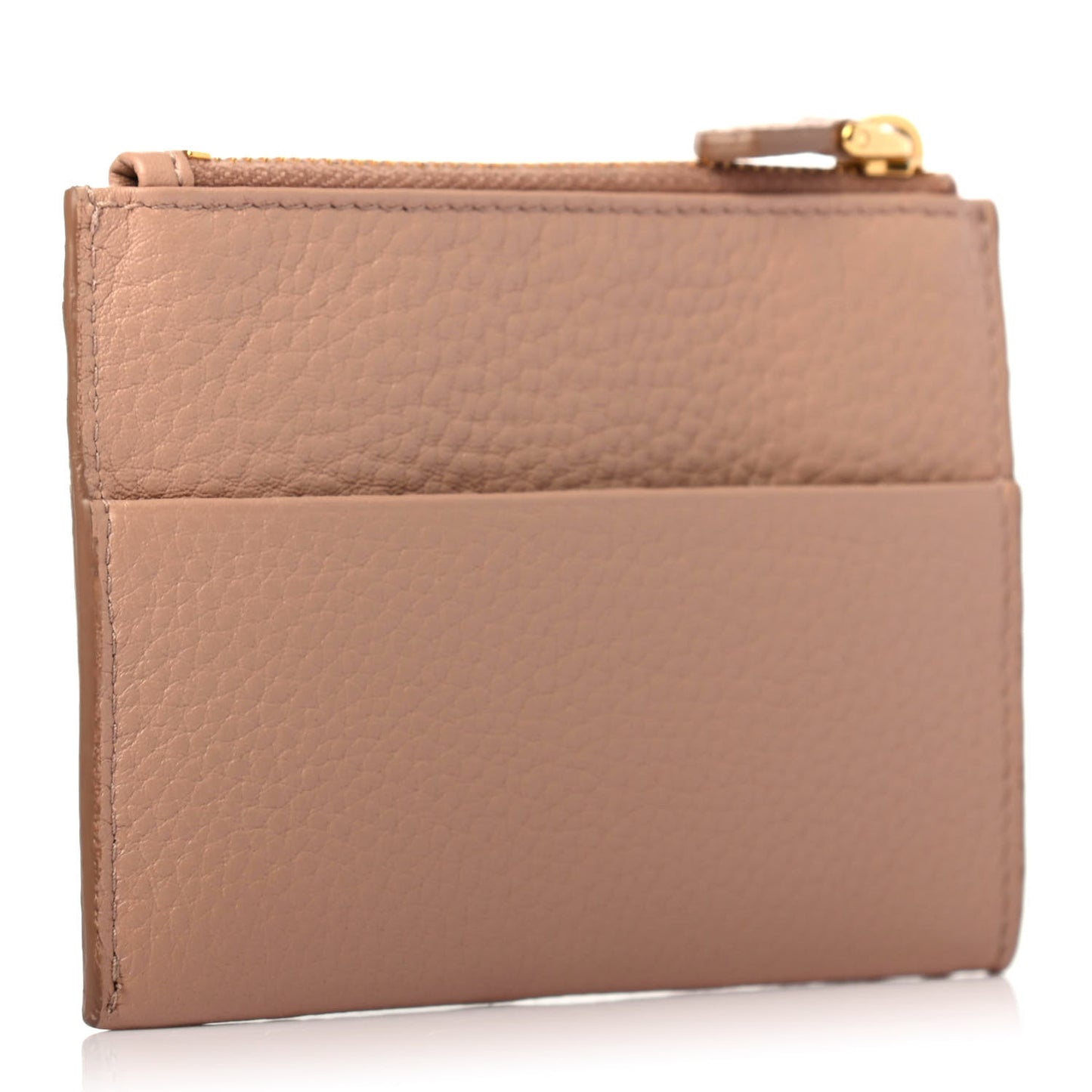 Vitello Grain Zip Card Holder Cammeo
