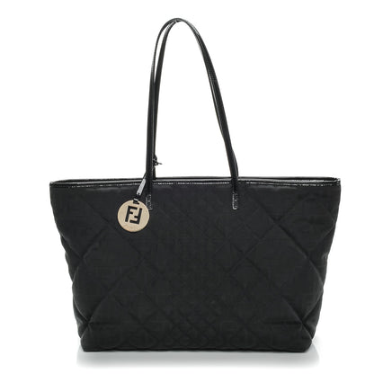 Fendi Canvas Quilted FF Roll Tote Black 1 of 7