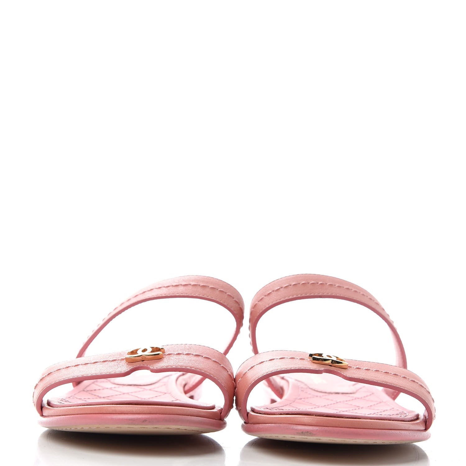 Chanel Calfskin CC Mule Sandals 38.5 Pink 2 of 10