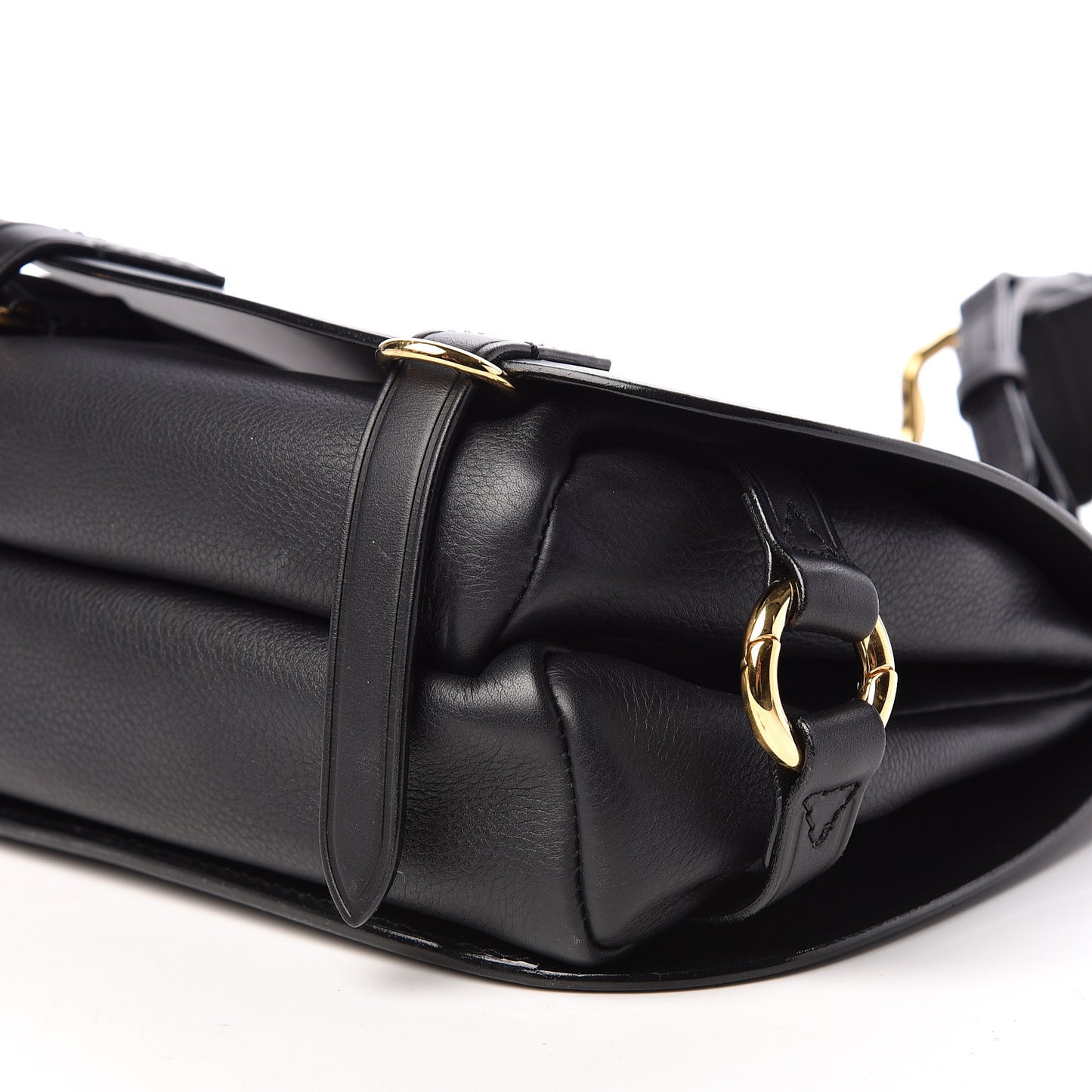 Calfskin Large Bridle Saddle Bag Black