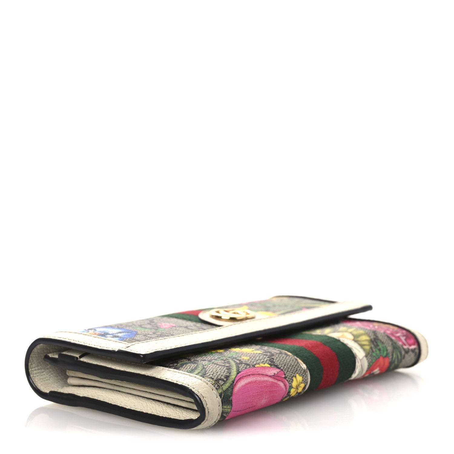 Gucci GG Supreme Monogram Flora Web Ophidia Continental Wallet White 4 of 9