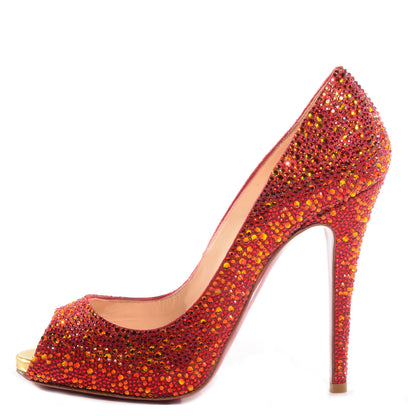 Christian Louboutin Strass Lady Claude 120 Pumps 38 Fire Opal 1 of 6