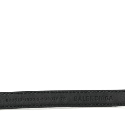 Balenciaga Shiny Calfskin Crocodile Embossed BB 15mm Thin Belt 75 30 Black 4 of 8