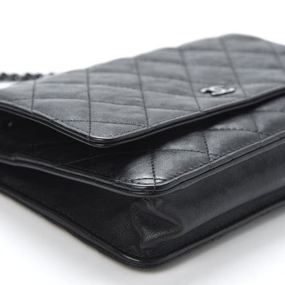 Chanel Crumpled Calfskin Quilted Wallet On Chain WOC So Black 5 of 13