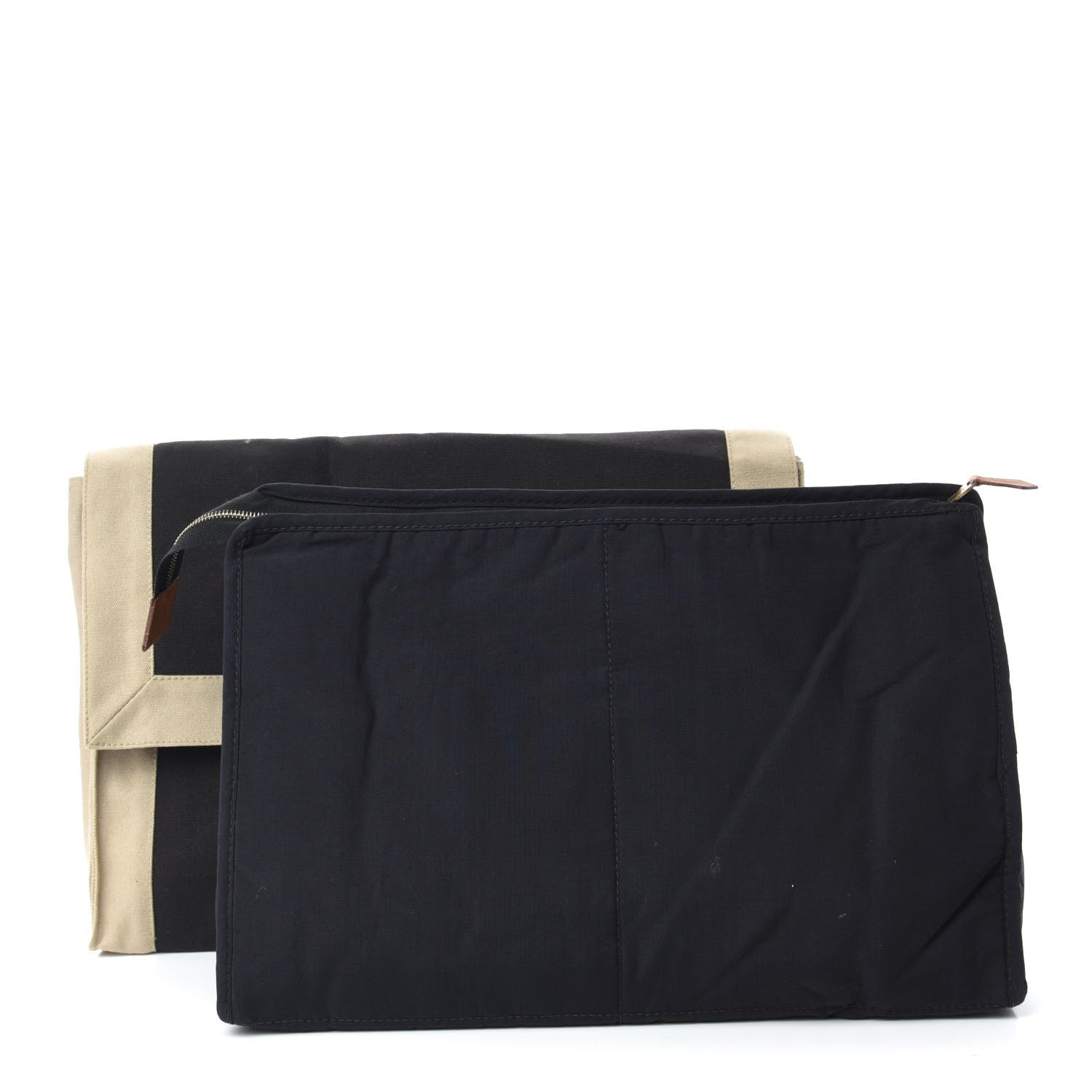 Hermes Canvas Clutch Black Beige 2 of 7