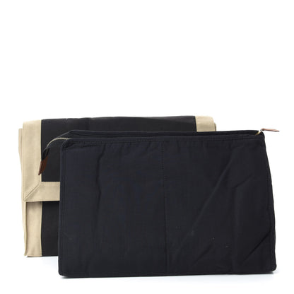 Hermes Canvas Clutch Black Beige 2 of 7