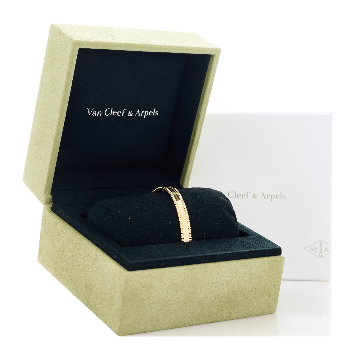 Van Cleef & Arpels 18K Yellow Gold Perlee Signature Bangle Bracelet L 4 of 4