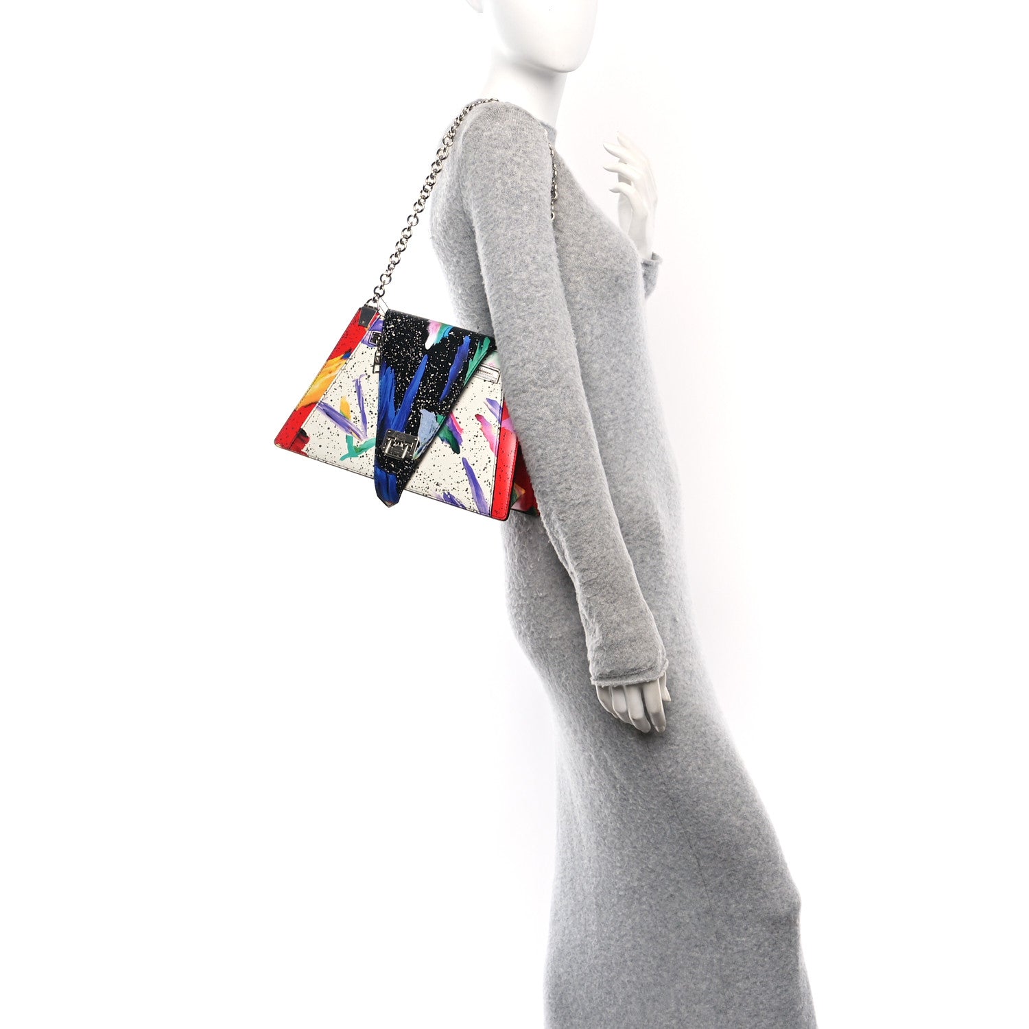 Louis Vuitton Calfskin Splash Print Trapeze Black White Red 2 of 9