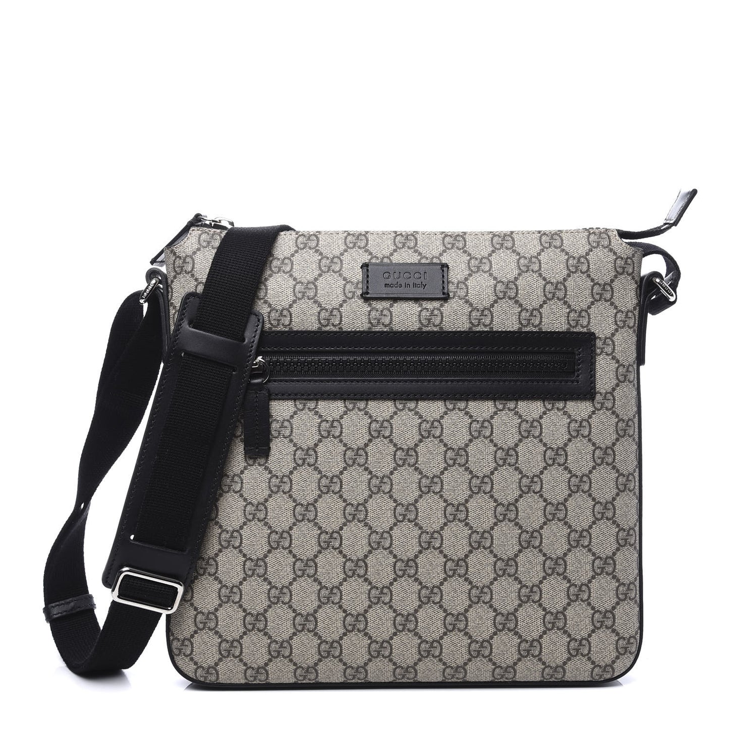 GG Supreme Monogram Flat Messenger Bag Black