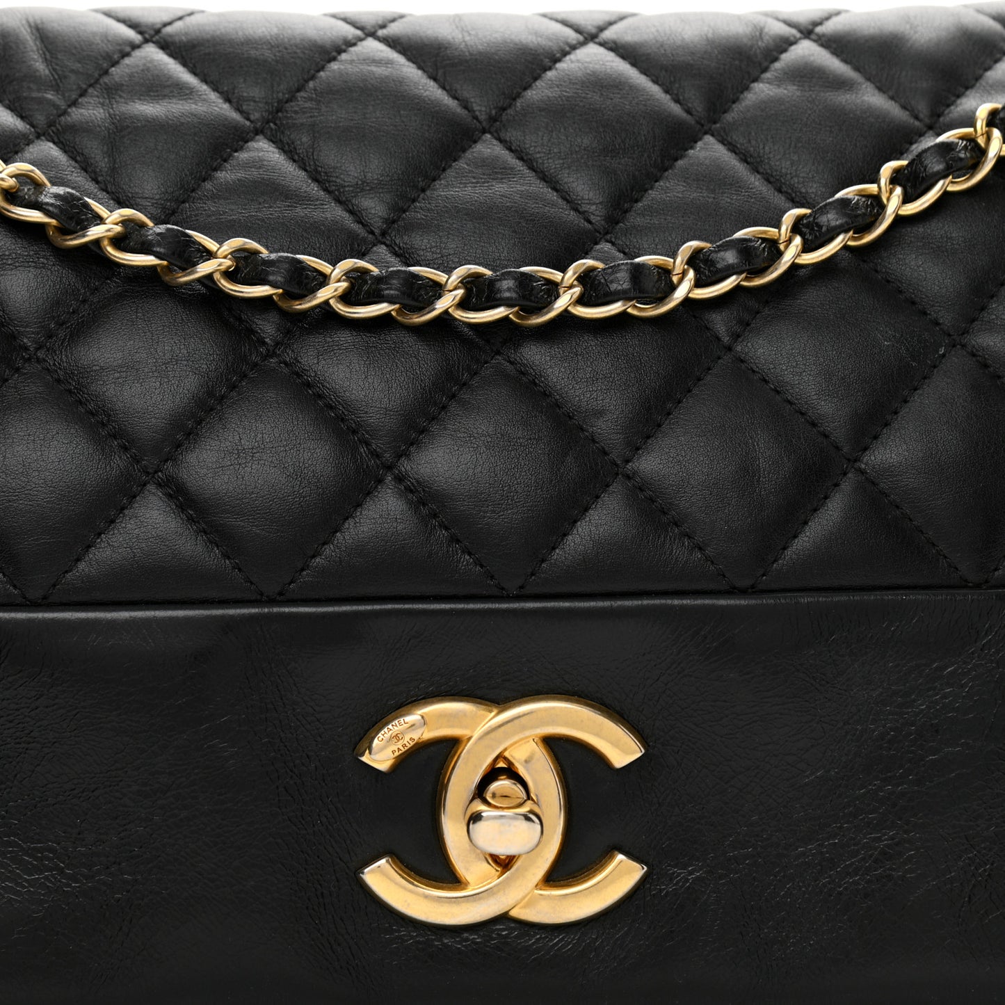 Calfskin Quilted Jumbo Soft Elegance Flap Black