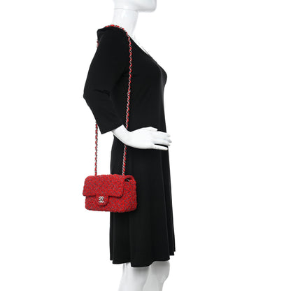 Chanel Tweed Quilted Mini Rectangular Flap Red Grey 2 of 10