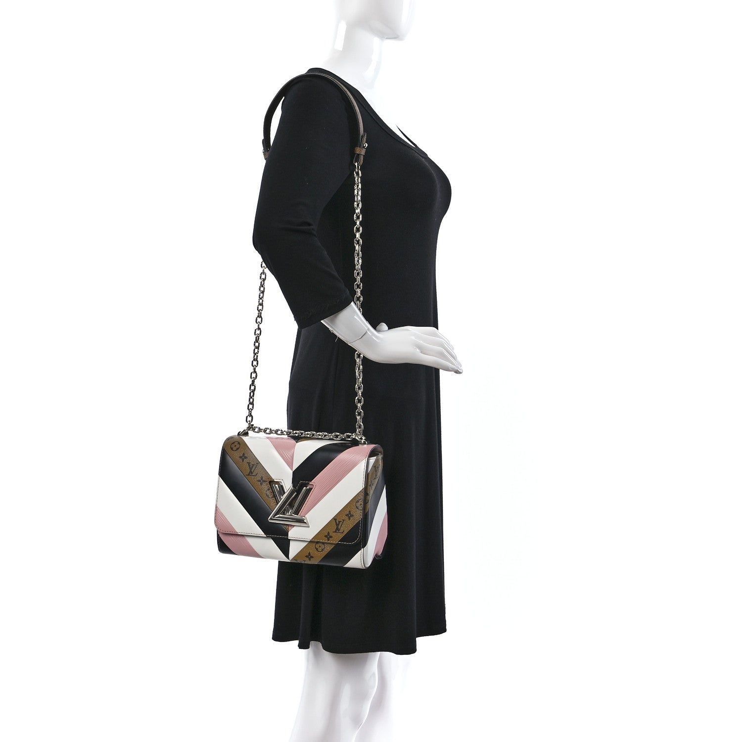 Louis Vuitton Epi Reverse Monogram Twist Shoulder Bag MM Rose Ballerine 3 of 8