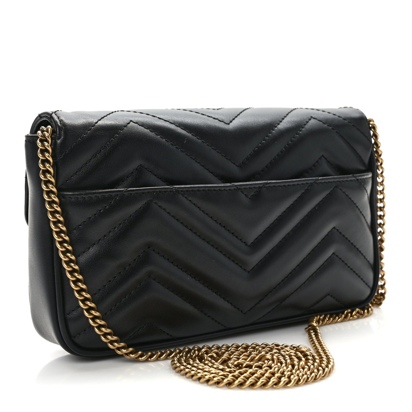 Calfskin Matelasse Mini GG Marmont Shoulder Bag With Case Black White