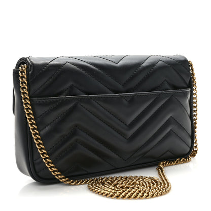Gucci Calfskin Matelasse Mini GG Marmont Shoulder Bag With Case Black White 3 of 12