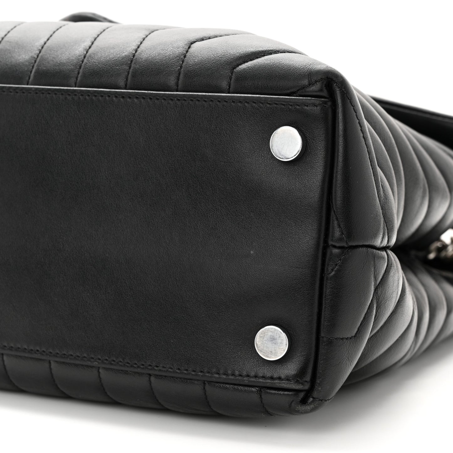 Calfskin Y Quilted Monogram Large Loulou Chain Satchel Black