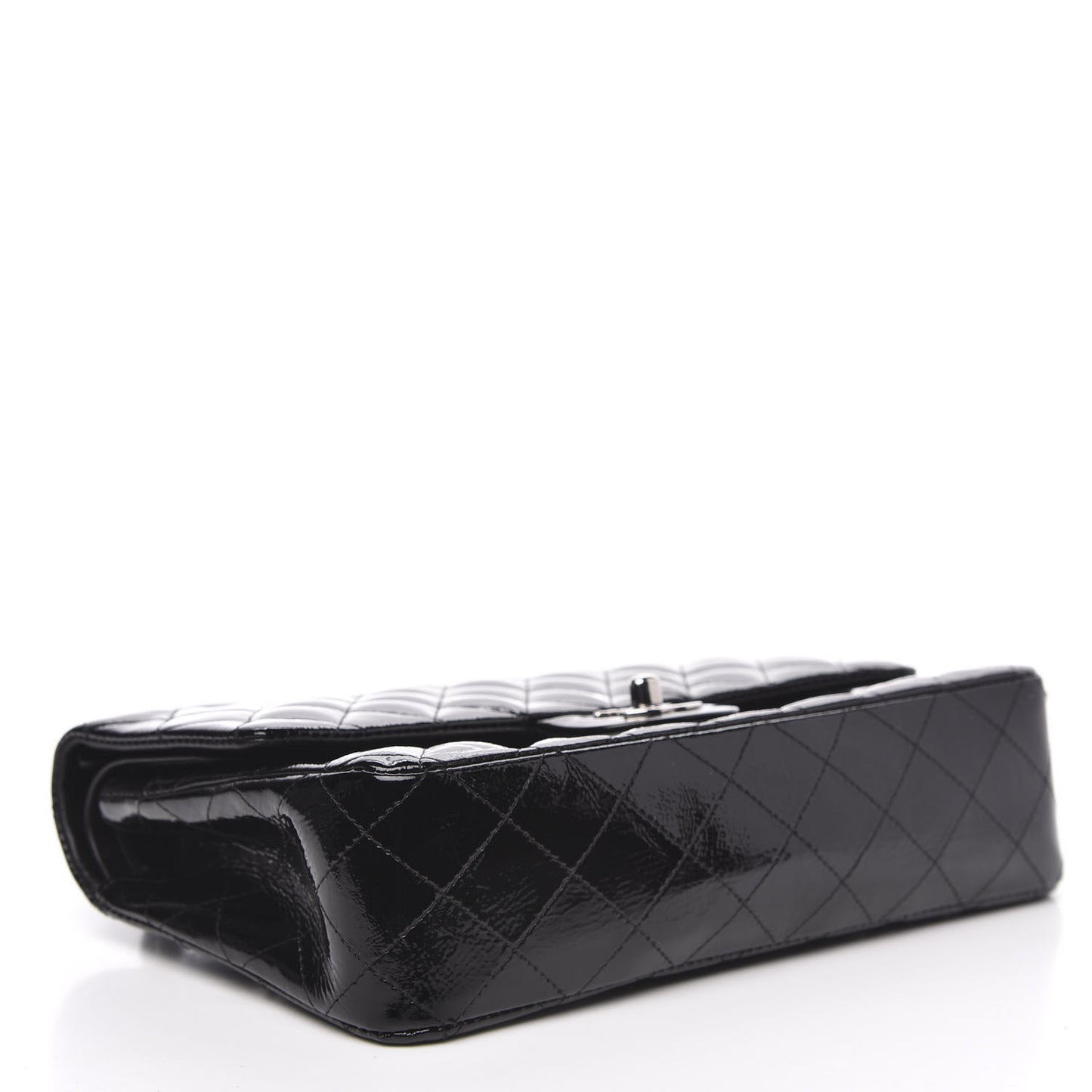 Patent Quilted Medium Double Flap Black