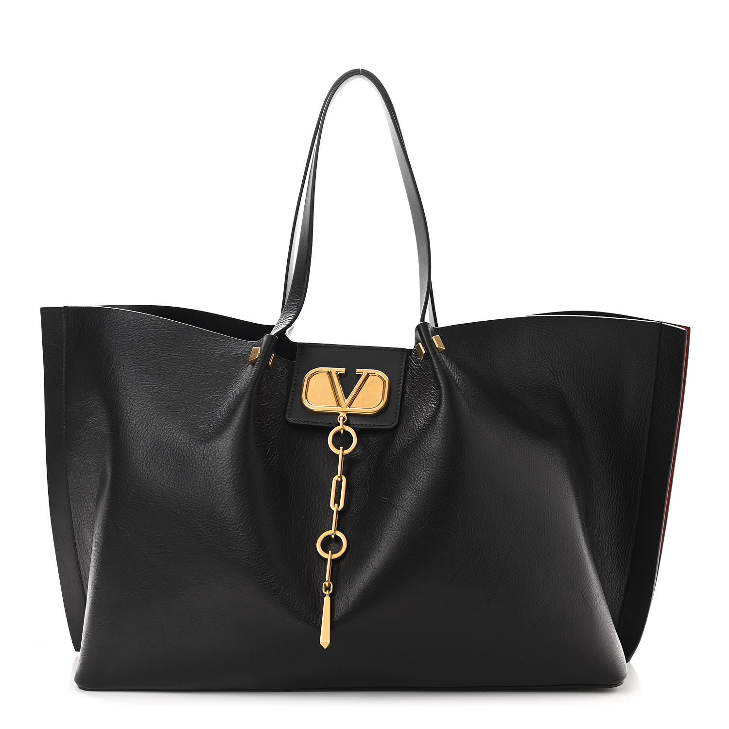 Valentino Garavani Grainy Calfskin Large VLogo Escape Shopper Black 2 of 10