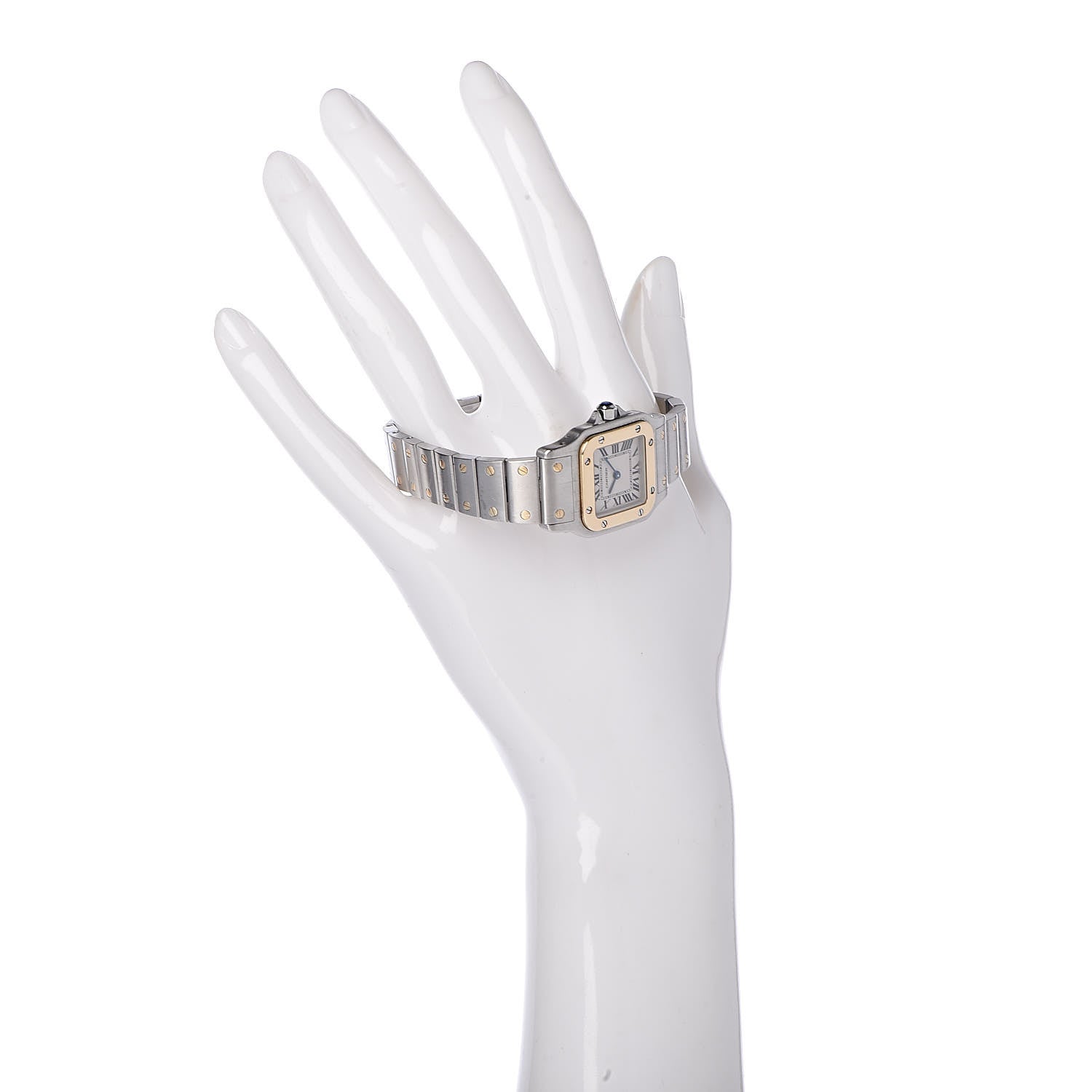 Cartier Stainless Steel 18K Yellow Gold 24mm Santos De Cartier Galbee Quartz Watch 2 of 7
