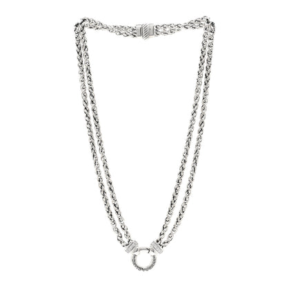 David Yurman Sterling Silver Diamond 18mm Double Wheat Chain Necklace 3 of 4