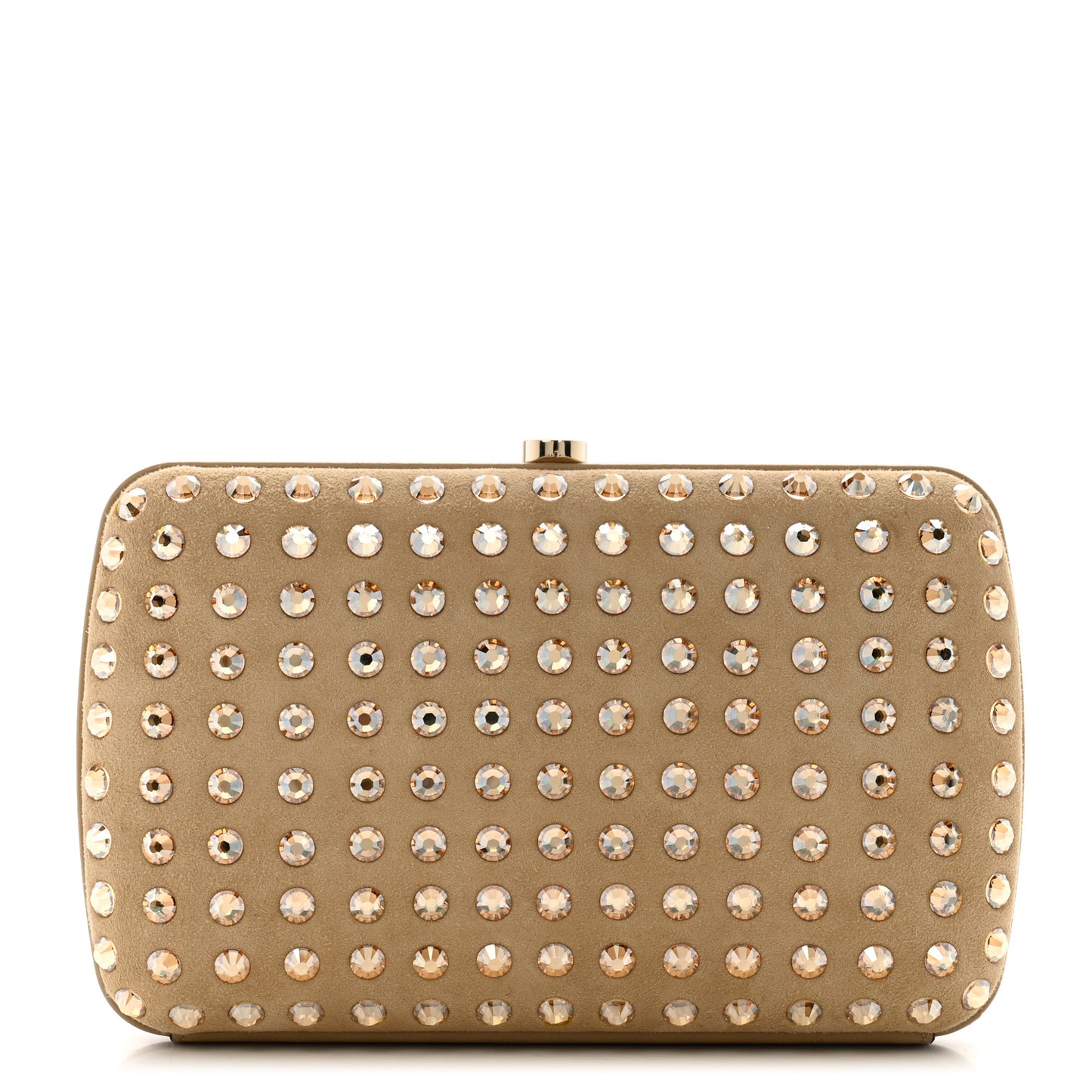 Suede Swarovski Crystal Clutch Beige